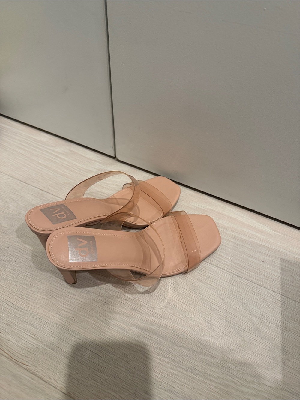 Dolce Vita Nude Clear Strap Kitten Heel Sandals